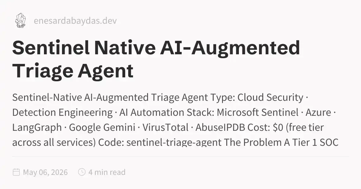 Sentinel Native Components Sentinel Native AI-Augmented Triage Agent